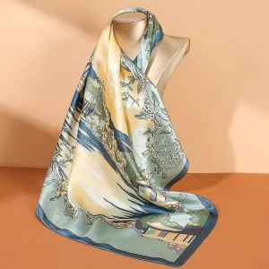 100% Pure Mulberry Silk Square Head Scarf för kvinnor