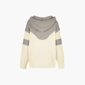Damjacka med huva och colorblock mönster