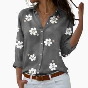 Kvinnors Blus med Blommönster och Korta Ärmar för Sommaren