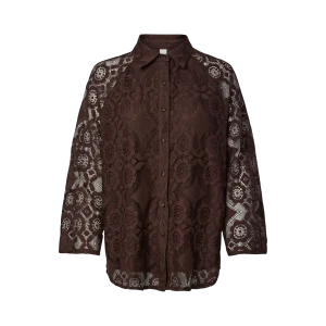 YASAlmi 7/8 Lace Shirt - Coffee Bean