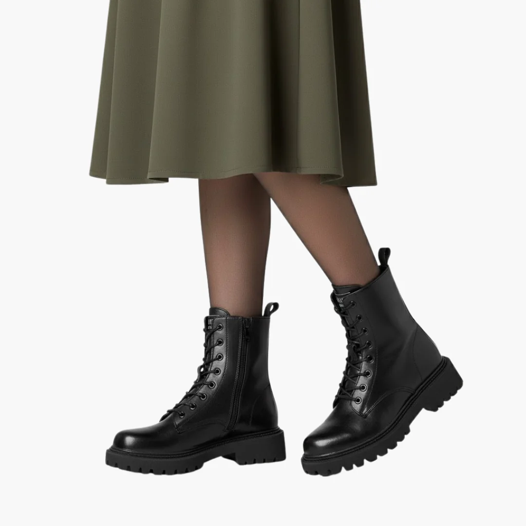 Dam ankelboots med snörning och dragkedja på sidan - Bild 5