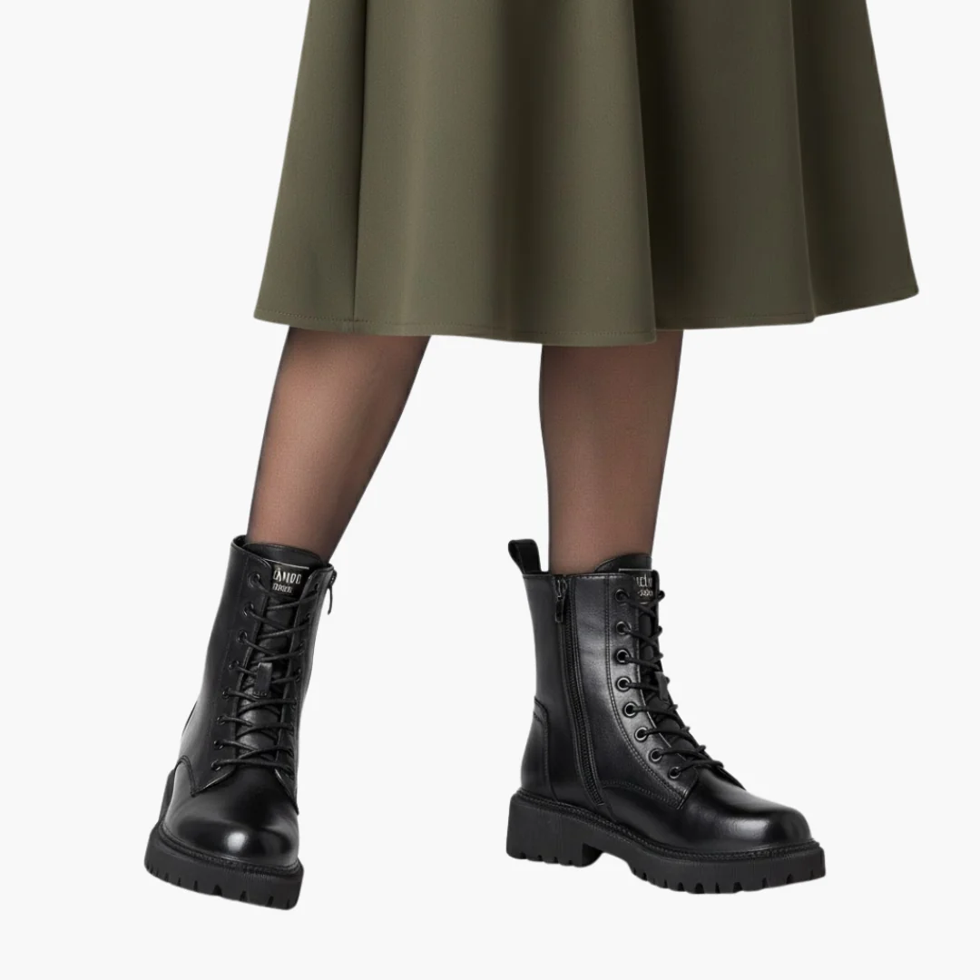 Dam ankelboots med snörning och dragkedja på sidan - Bild 7