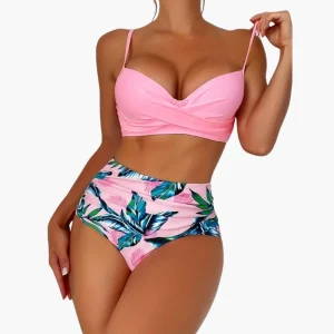Dam bikini-set med push-up topp och högmidjad botten