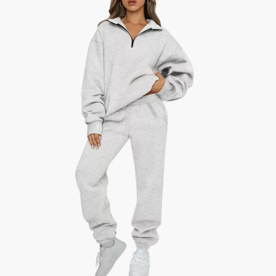 Damträningsdräkt med halv dragkedja och joggingbyxor - Bild 4