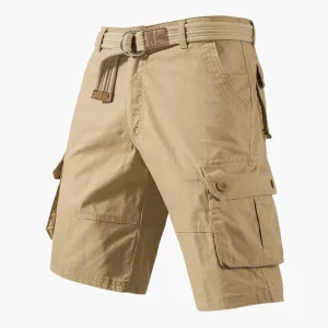 Herr-cargoshorts med bälte och fickor