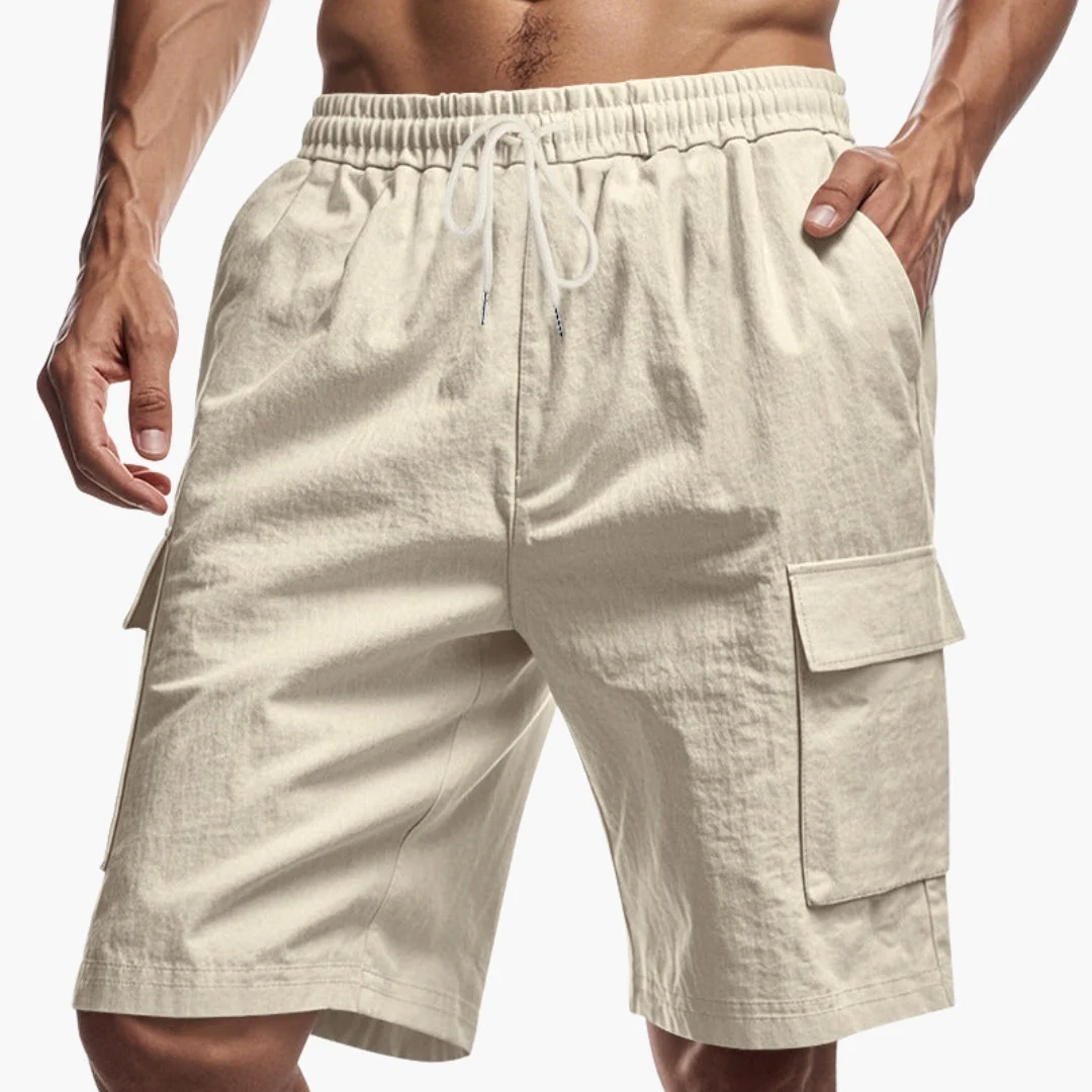 Herr-cargoshorts med dragsko och fickor - Bild 3