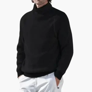 Herrtröja med polokrage och ribbade avslut