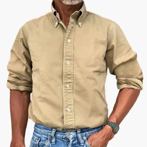 Herrskjorta med button-down-krage och blekt effekt