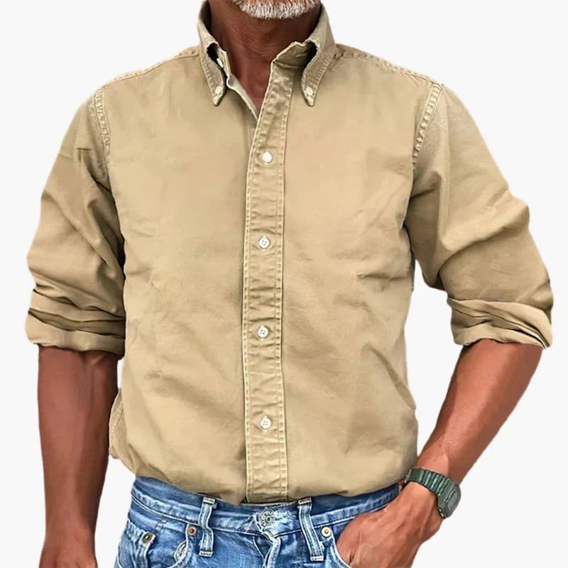 Herrskjorta med button-down-krage och blekt effekt - Bild 2