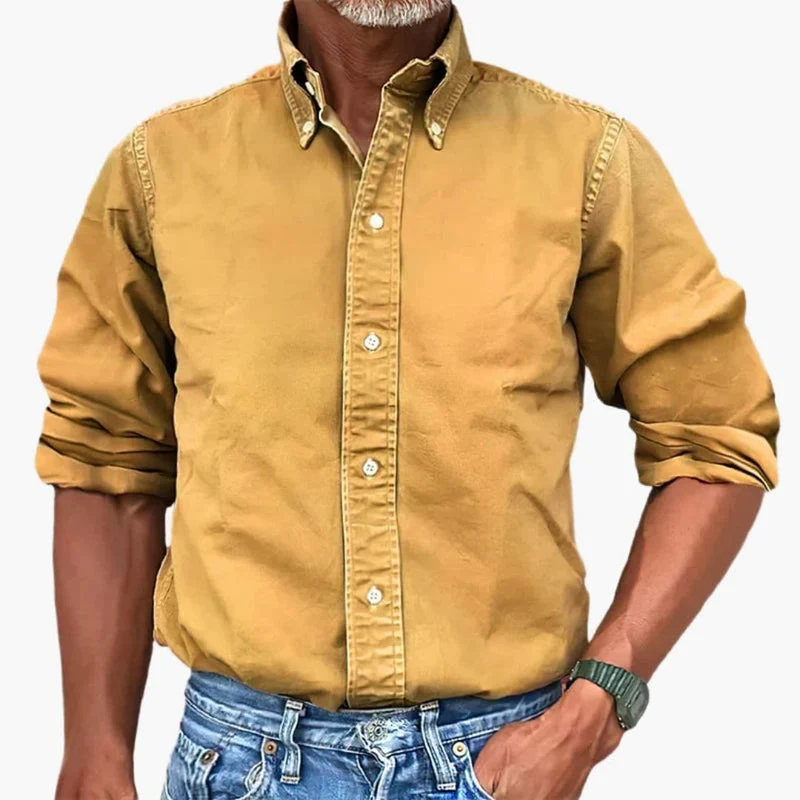 Herrskjorta med button-down-krage och blekt effekt - Bild 6