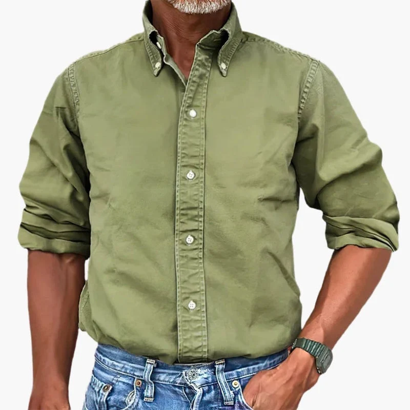 Herrskjorta med button-down-krage och blekt effekt - Bild 9