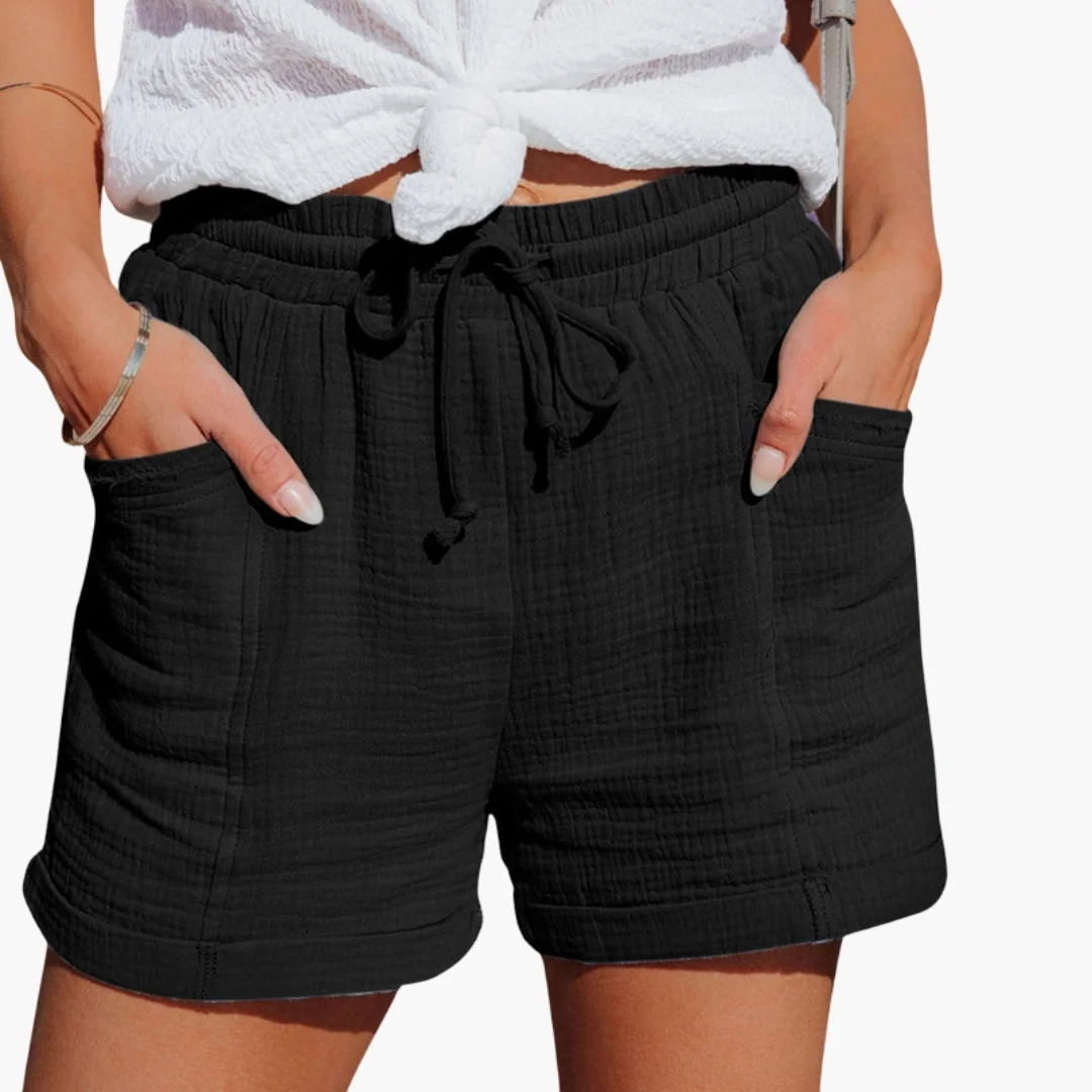 Kvinno-shorts med elastisk midja och fickor - Bild 3