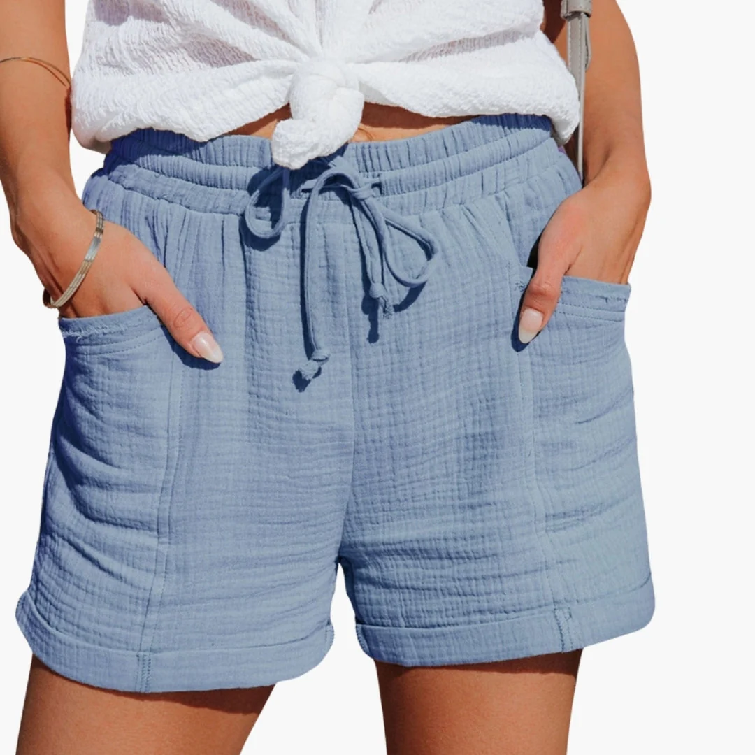 Kvinno-shorts med elastisk midja och fickor - Bild 4