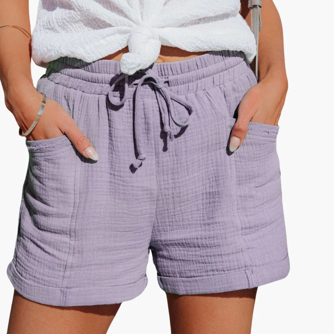 Kvinno-shorts med elastisk midja och fickor - Bild 6