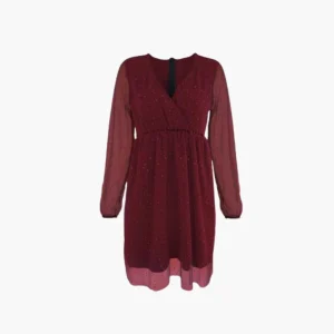 Kvinnors Mini Klänning med Surplice Halsringning och Ballongärmar