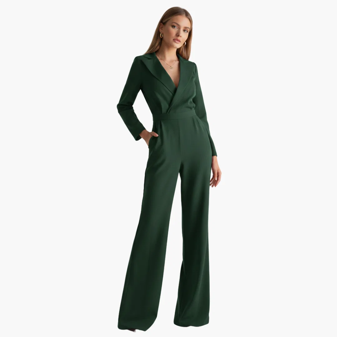 Kvinnors jumpsuit med skjortkrage och vida ben - Bild 7