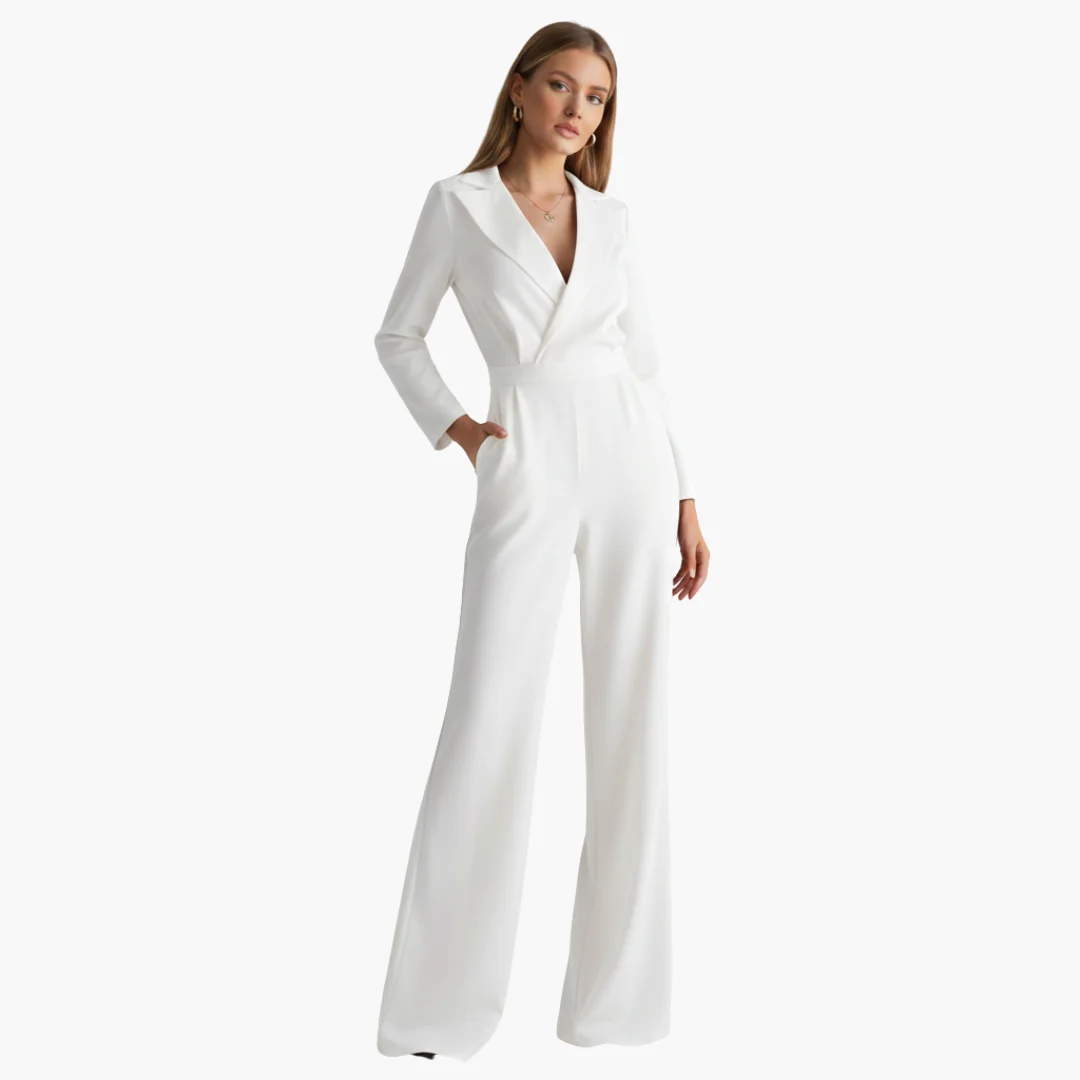 Kvinnors jumpsuit med skjortkrage och vida ben - Bild 8
