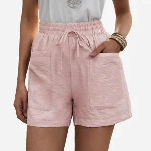 Kvinnors casual shorts med stora fickor och justerbart knytband