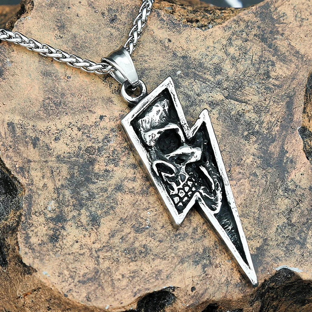 Dödskalle Halsband (Stål) Skull Lightning - Bild 7