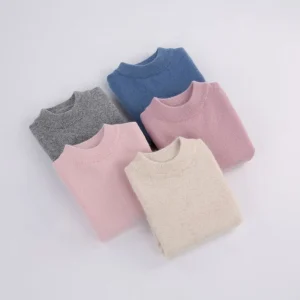 Pojkar och flickor Crew Neck Pure Cashmere tröja Ribbed stickad hem