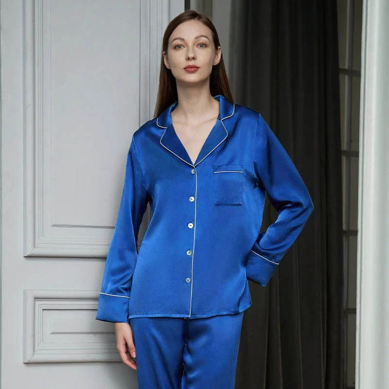 Ljus färgsilkpyjamas för kvinnor - Bild 6