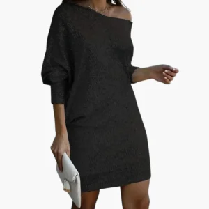 Dam miniklänning med off-shoulder och strukturerad yta