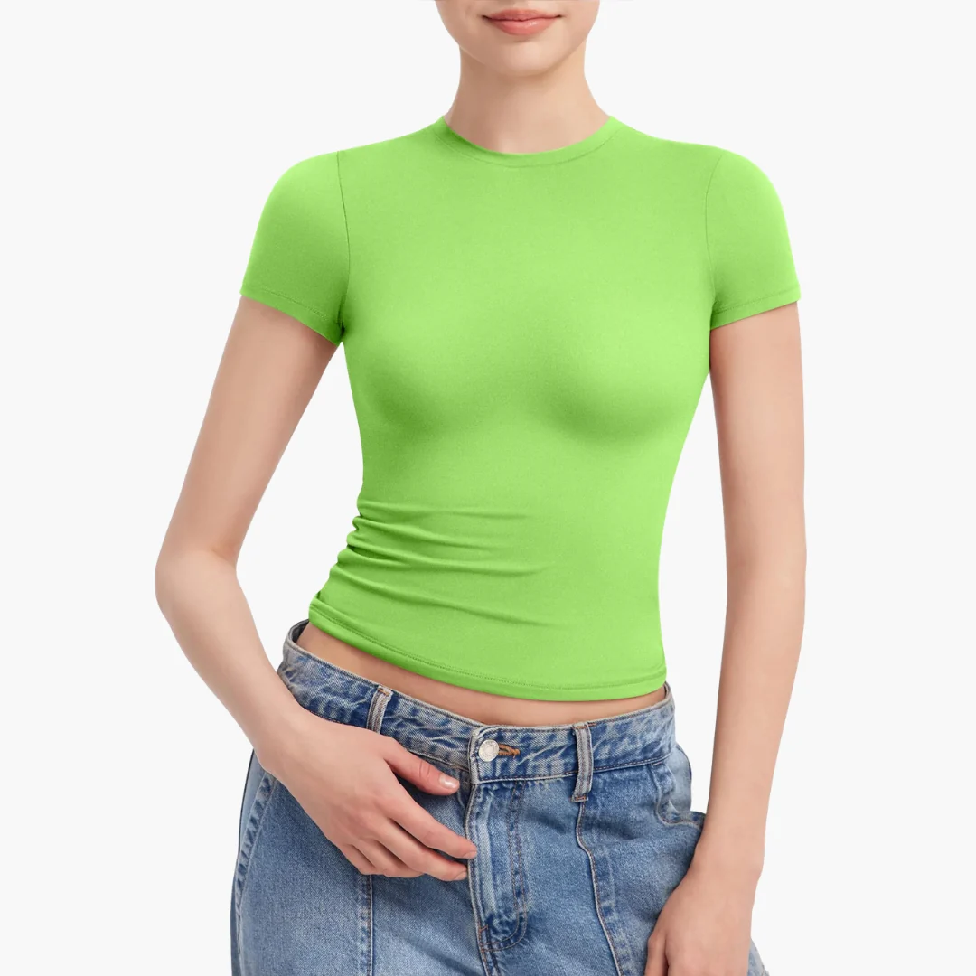 Damernas figurnära T-shirt med rund halsringning för vardagsbruk - Bild 5