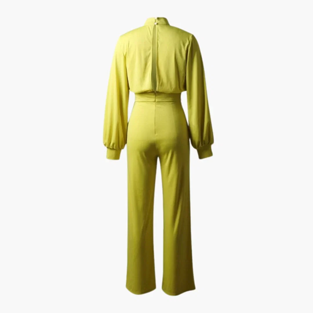 Damers jumpsuit med hög halsringning och vida ben - Bild 7