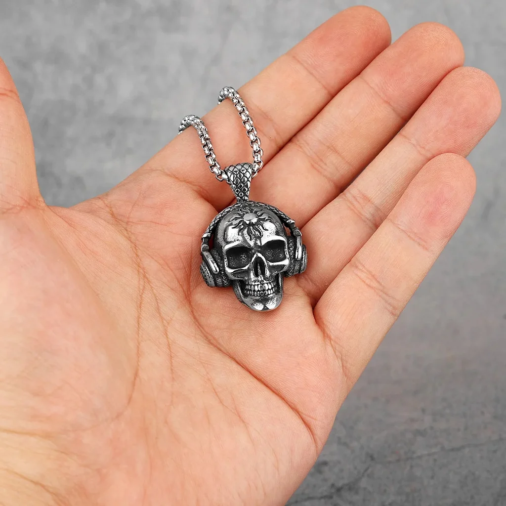 Dödskalle Halsband (Stål) Headphones Skull - Bild 3