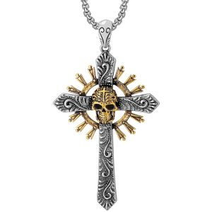 Dödskalle Halsband (Äkta Silver)  Celtic Skull Cross