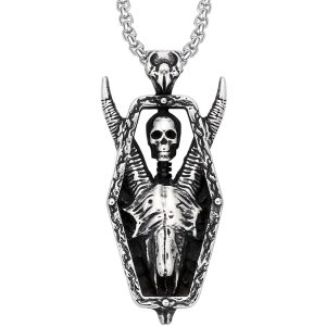 Dödskalle Halsband (Stål) Long Horned Demon