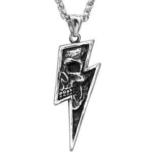Dödskalle Halsband (Stål) Skull Lightning