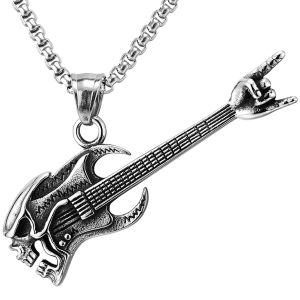 Dödskalle Halsband (Stål) Guitar Skull