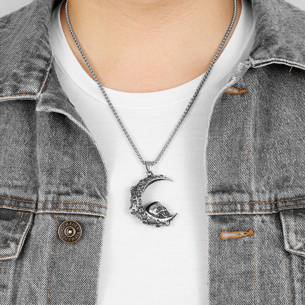 Dödskalle Halsband (Stål) Moon Skull - Bild 7