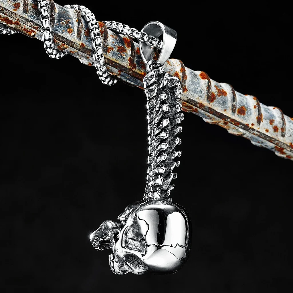 Dödskalle Halsband (Stål) Spine Skull - Bild 6