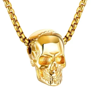 Dödskalle Halsband (Stål) Golden Skull