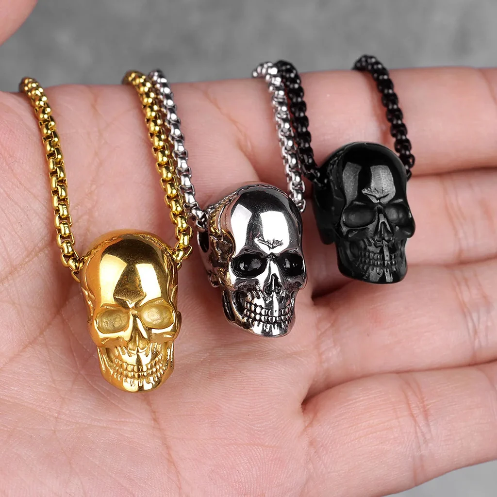 Dödskalle Halsband (Stål) Golden Skull - Bild 4