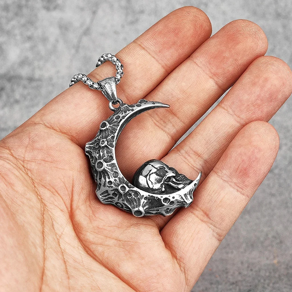 Dödskalle Halsband (Stål) Moon Skull - Bild 3