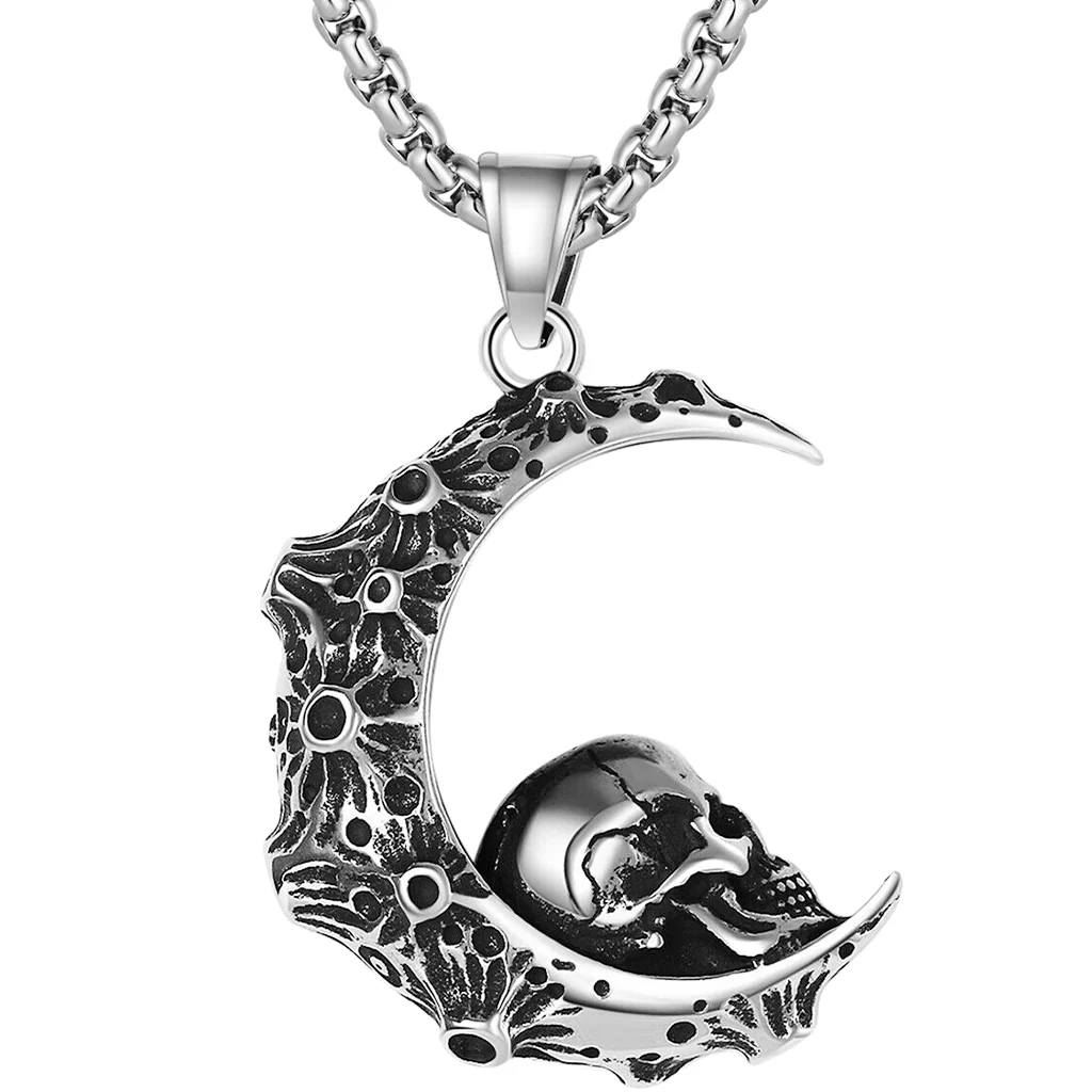 Dödskalle Halsband (Stål) Moon Skull - Bild 2