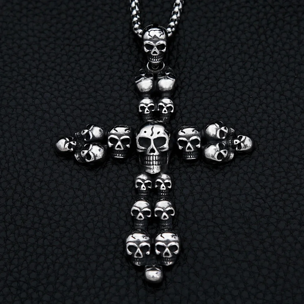 Dödskalle Halsband (Stål) Cranium Cross - Bild 4