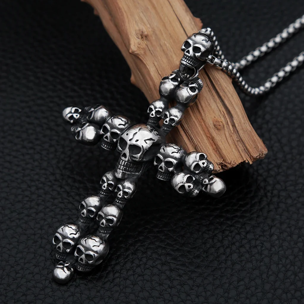 Dödskalle Halsband (Stål) Cranium Cross - Bild 3