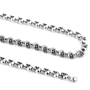 Dödskalle Halskedja 7 MM (Stål) Chained Skulls