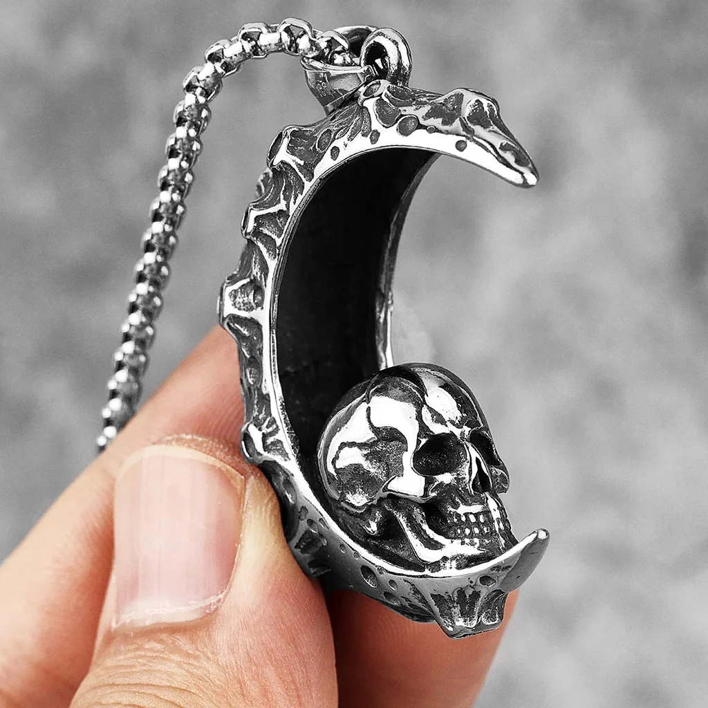 Dödskalle Halsband (Stål) Moon Skull - Bild 4