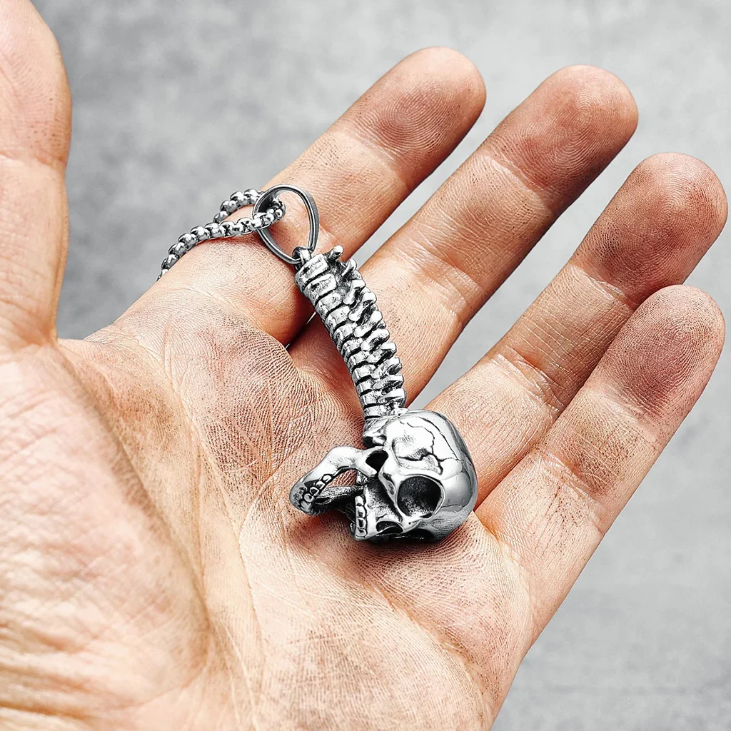 Dödskalle Halsband (Stål) Spine Skull - Bild 3