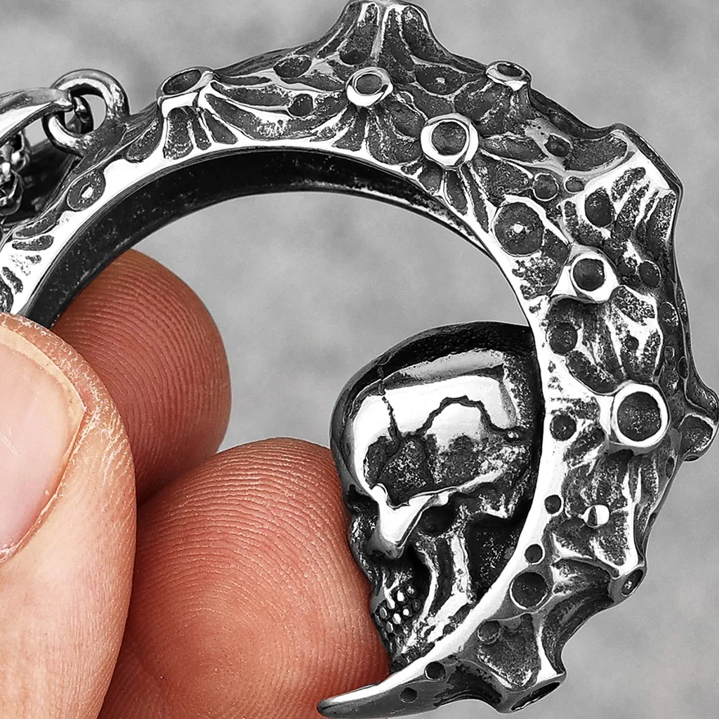 Dödskalle Halsband (Stål) Moon Skull - Bild 5