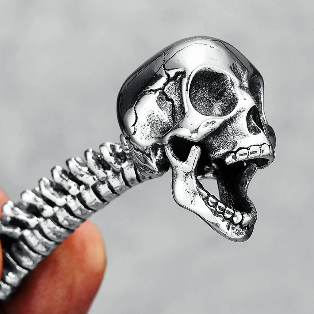 Dödskalle Halsband (Stål) Spine Skull - Bild 4