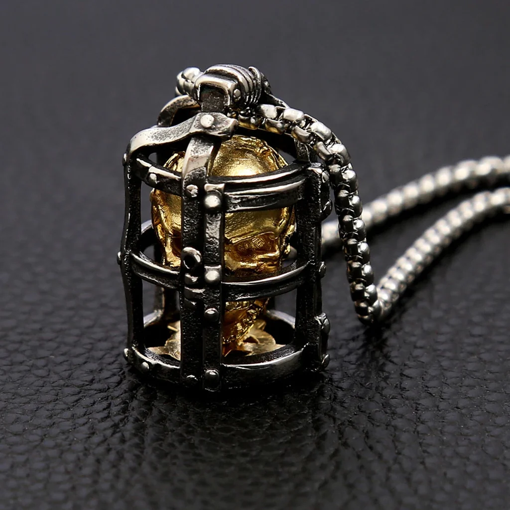 Dödskalle Halsband (Stål) Cage Skull - Bild 5