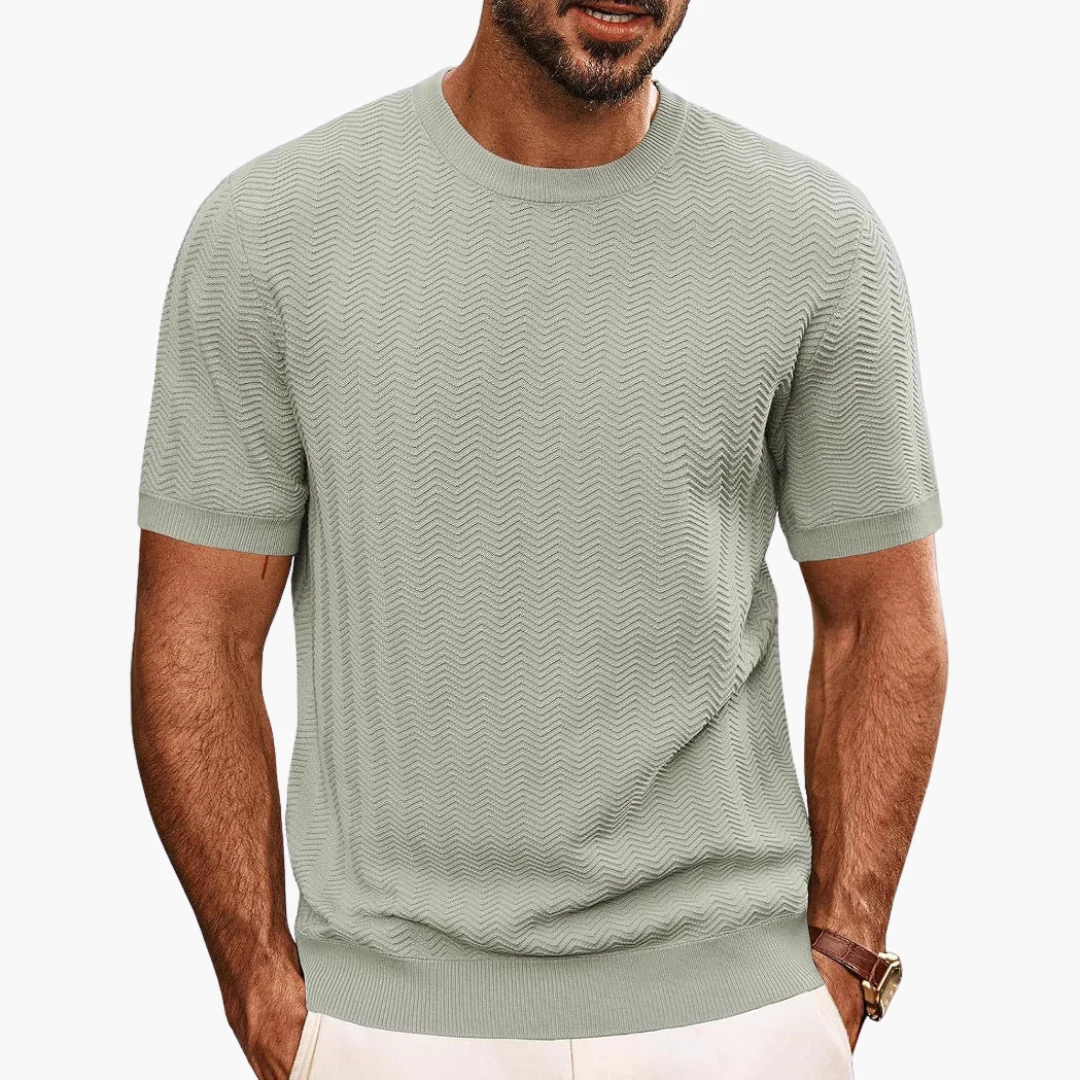 Herr-T-shirt med rund hals och strukturerad yta - Bild 4