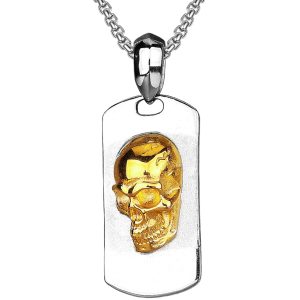 Dödskalle Halsband (Stål)  Skull Dog Tag