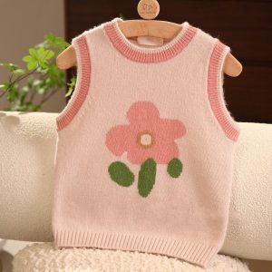 Barn vår höst kashmir väst blomma design kashmir stickad pullover